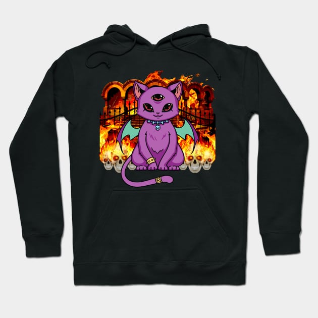 Pastel Anime Kawaii Demon Cat in Hell Goth Hoodie by Beautiful Butterflies by Anastasia